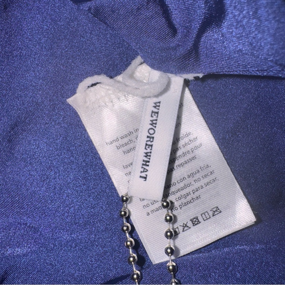 WeWoreWhat collar racerback denim patchwork one piece swimsuit blue XS NWT - Picture 4 of 15